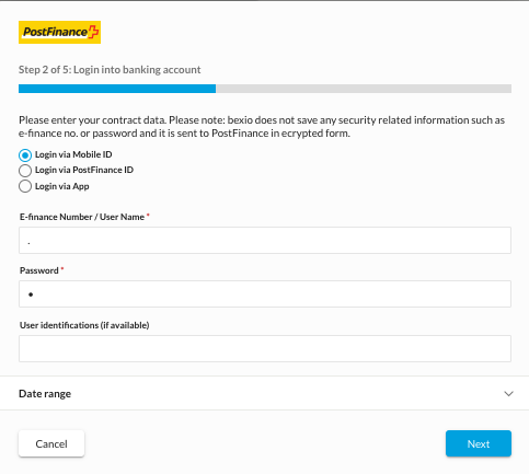 How do I activate the PostFinance bank?