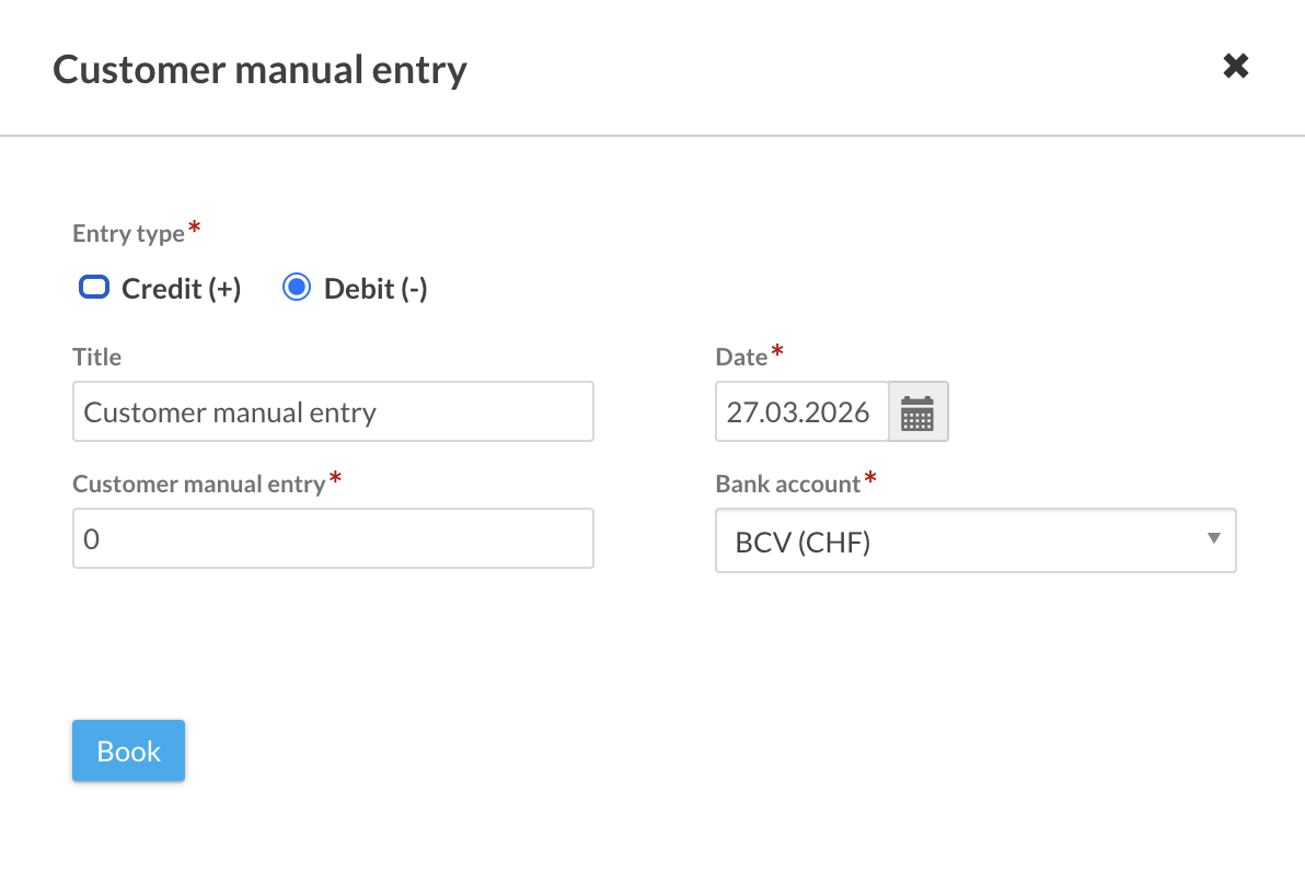 Customer account: overview of a contact’s finances