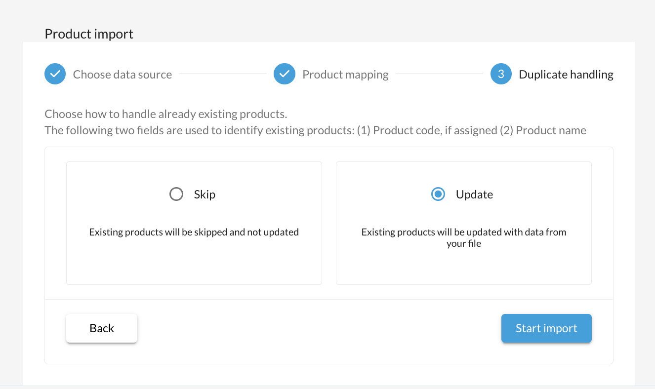 How to import or update products