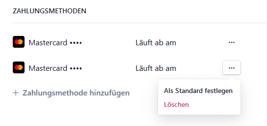 Zahlungsmethoden verwalten